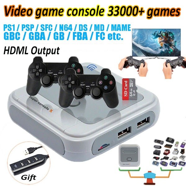 Máy Chơi Game Điện Tử 33.000+ Trò ⚡️Tặng Thẻ Nhớ 32G/64G Up Game⚡️ Máy Chơi Game Không Dây Cho PSP / N64 / DC / NDS / PS