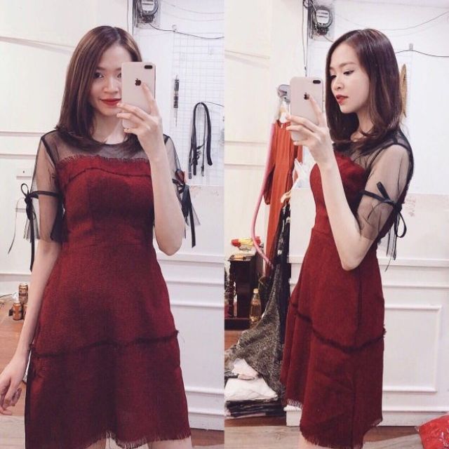 Đầm Bố tầng tua rua (có 3 màu, kèm hình thật)