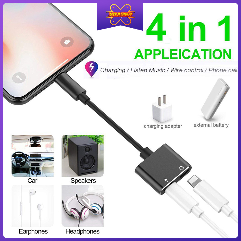 XGamer iphone Audio Adapter 2 in 1 /4 In 1 Lightnng to 3.5mm ios Splitter for IPhone 6/6S/7/7 plus/8/8plus/11/X/XR