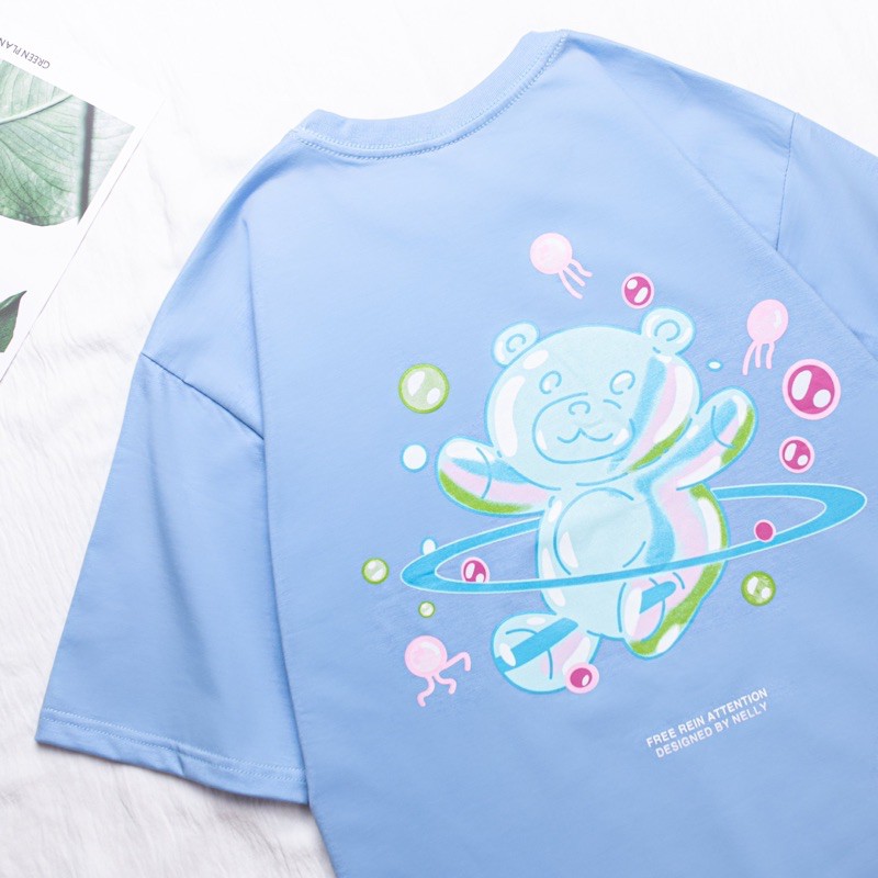 Áo thun cổ tròn tay lỡ unisex HOMIES in hình BUBBLE BEAR