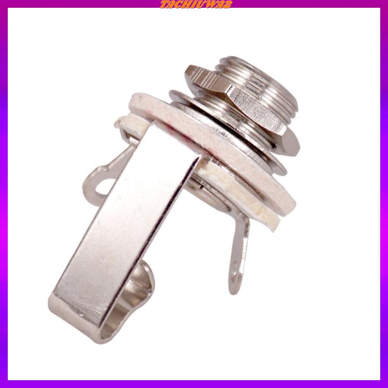 Set 2 Giắc Cắm Đơn 6.35mm 1 / 4 &quot;Bằng Đồng Thau Màu Bạc Cho Đàn Guitar Điện / Bass 6.35mm