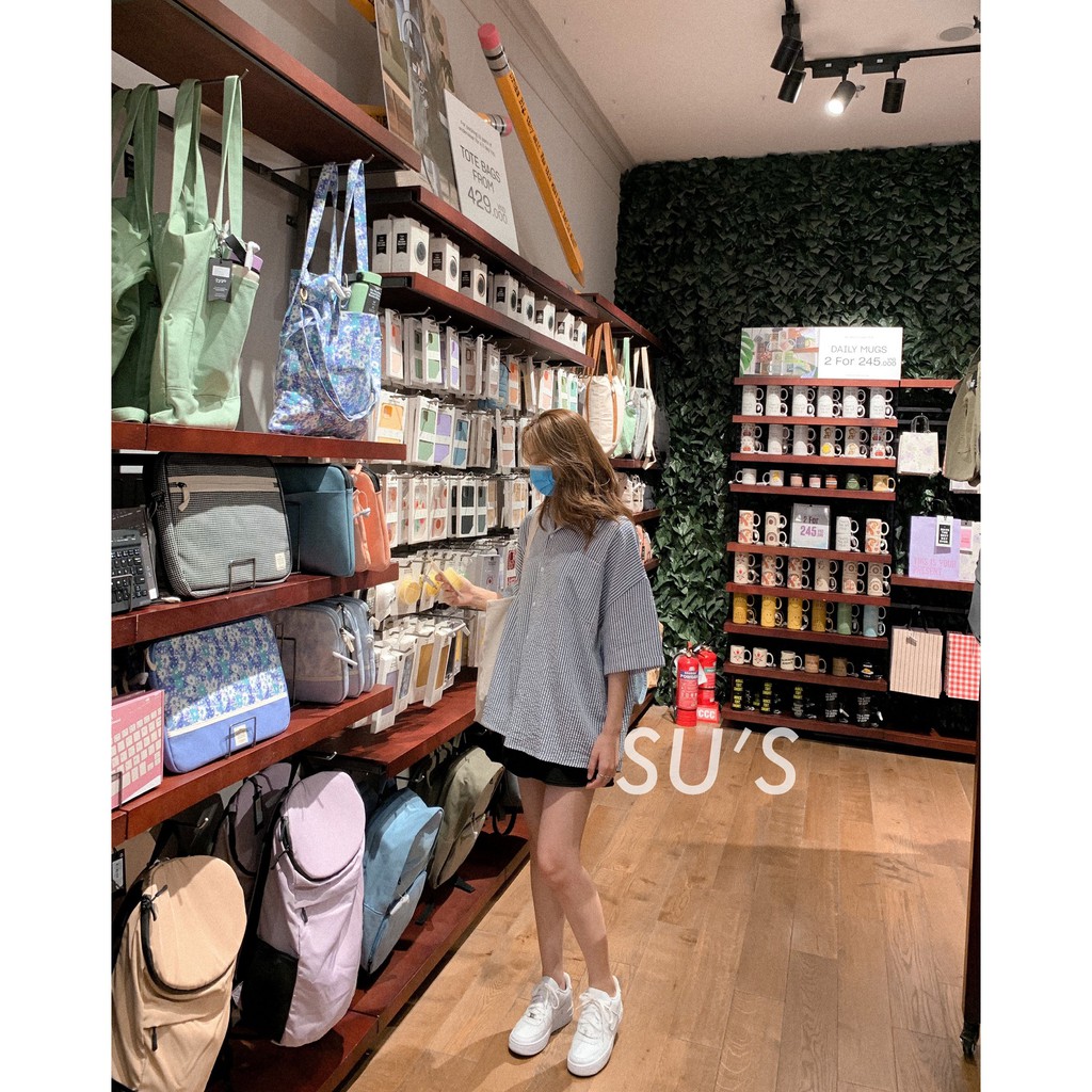 Áo sơ mi kẻ xốp nhăn 1 túi trước A1845 SUSTORE