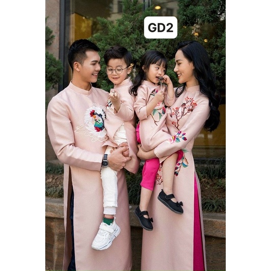 Áo Dài Gia Đình Thêu Hoạ Tiết Cao Cấp