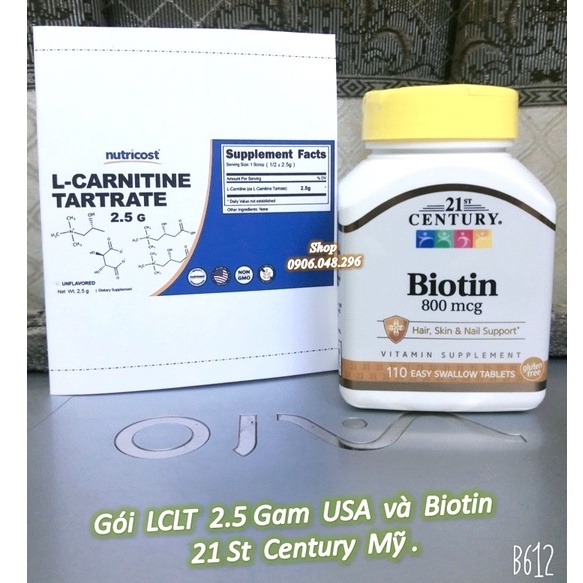 Gói LCLT 2.5 gam Hãng Nutricost nổi tiếng Mỹ ... Dùng  thoa ngoài pha với Minoxidi , Vitamin H ( B7 )  21st Century USA.