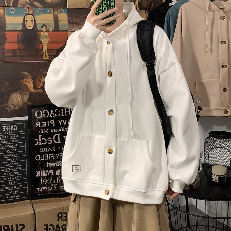 Áo khoác nỉ hoodie cài khuy A GOOD DAY form rộng, vải dày dặn | BigBuy360 - bigbuy360.vn