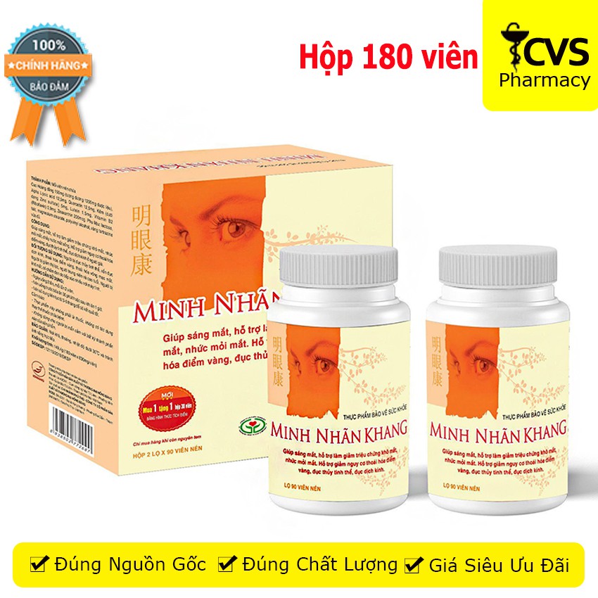 [Mới] Minh Nhãn Khang 180 viên - bổ mắt, hỗ trợ giúp tăng cường thị lực, giảm đục thủy tinh thể - cvspharmacy