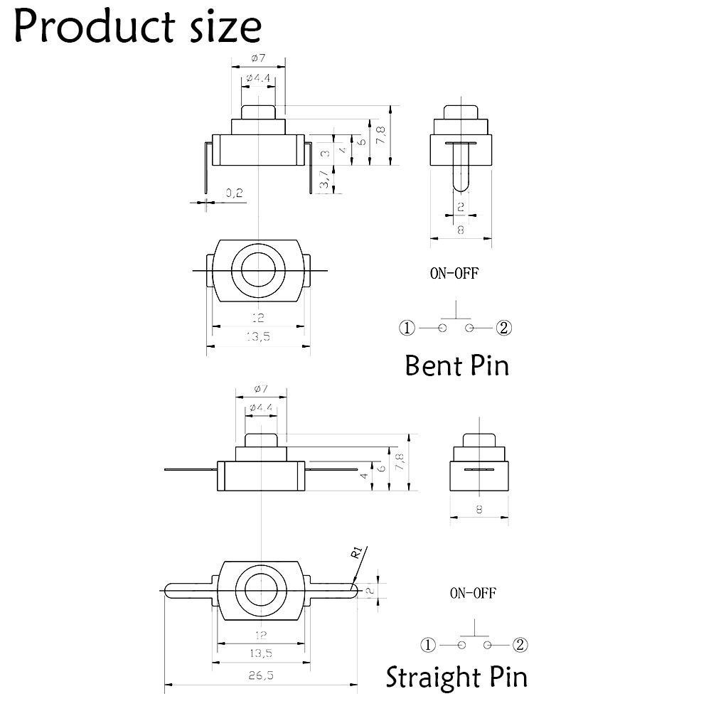 Set 20 Công Tắc Nút Nhấn Tự Khoá 12 * 8MM YT-1208-YD Chuyên Nghiệp