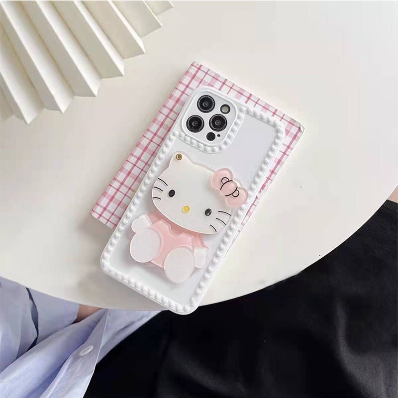 Ốp Điện Thoại Tpu Có Gương Trang Điểm Hình Mèo Hoạt Hình Cho iPhone 11 12 13 ProMax 7 8 Plus X XR XS MAX 6 6s13 Mini 12 Pro MAX