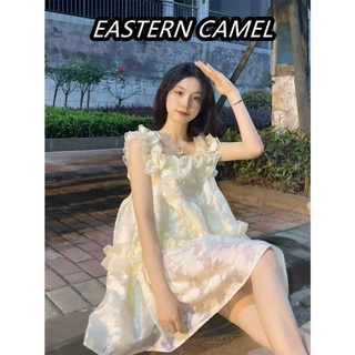 Váy Babydoll 2 Dây Trễ Vai Bèo Nhún Phối Hoa Nổi Dáng Xòe 2 Lớp Tiểu Thư