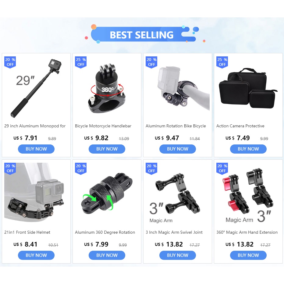 Gậy Selfie nhôm 29 inch cho GoPro Hero 9 8 7 6 5 Sjcam Sj8 Yi 4K H9