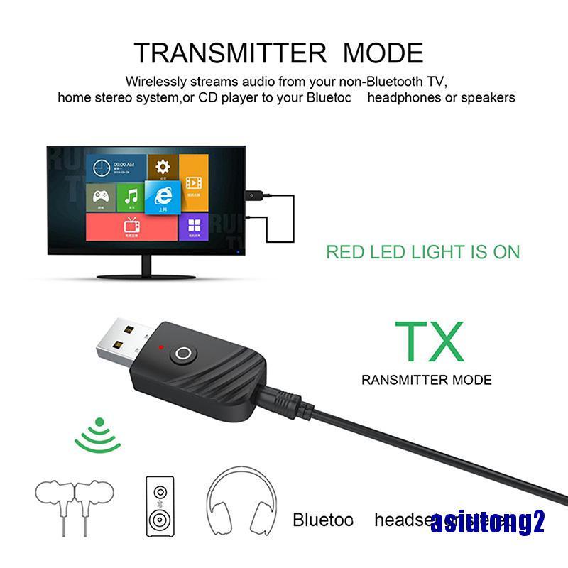 Bộ Thu Phát Âm Thanh Không Dây Usb Bluetooth 5.0 2 Trong 1 Cho Tv / Pc / Xe Hơi