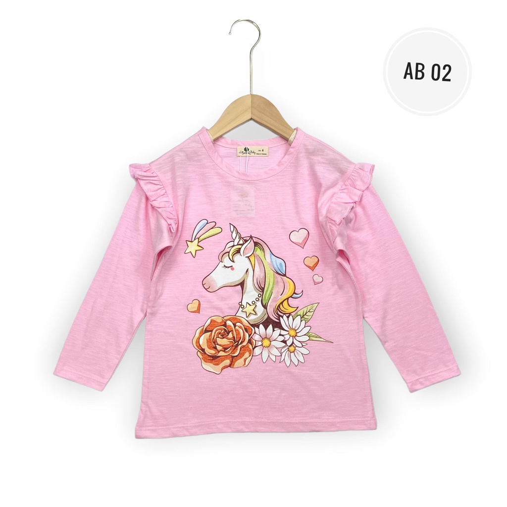 Áo dài tay thu đông LITIBABY cho bé gái, tay áo viền bèo, size đại 8, 9, 10, 11, 12 tuổi