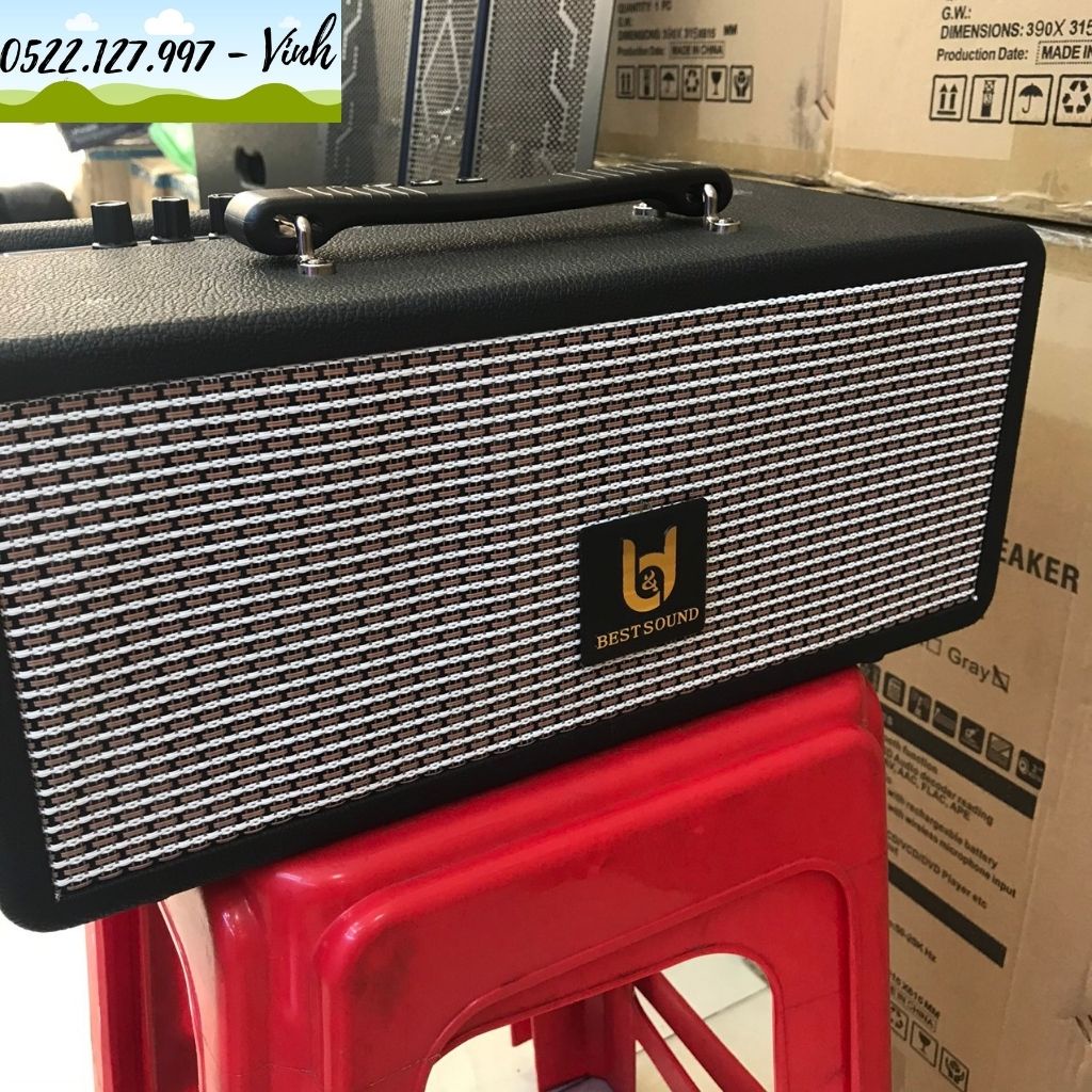 Loa mini xách tay Best Sound M5 + 2 micro không dây - Hệ thống 2 Loa bass 13.5cm và 2 loa treble 5cm - Gia Khang Shop