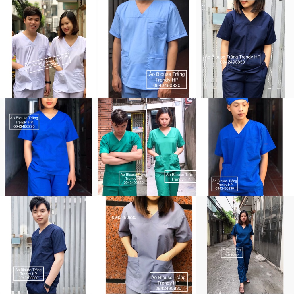 Bộ scrubs kỹ thuật viên, bộ Scrubs bác sỹ, hộ lý, bộ cổ tim phòng mổ, đồng phục phẫu thuật, đồng phục spa