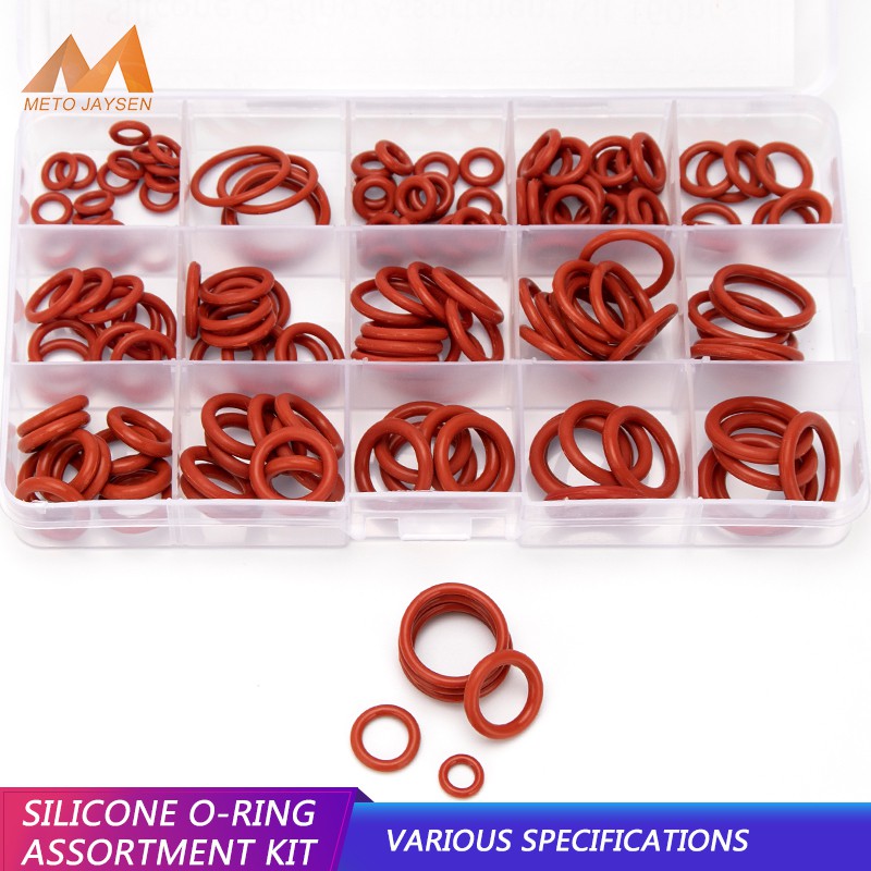 Nhẫn silicon đỏ VMQ O 1.5mm 1.9mm 2.4mm 3.1mm Độ dày Oring Bộ dụng cụ thay thế vòng chữ O Niêm phong