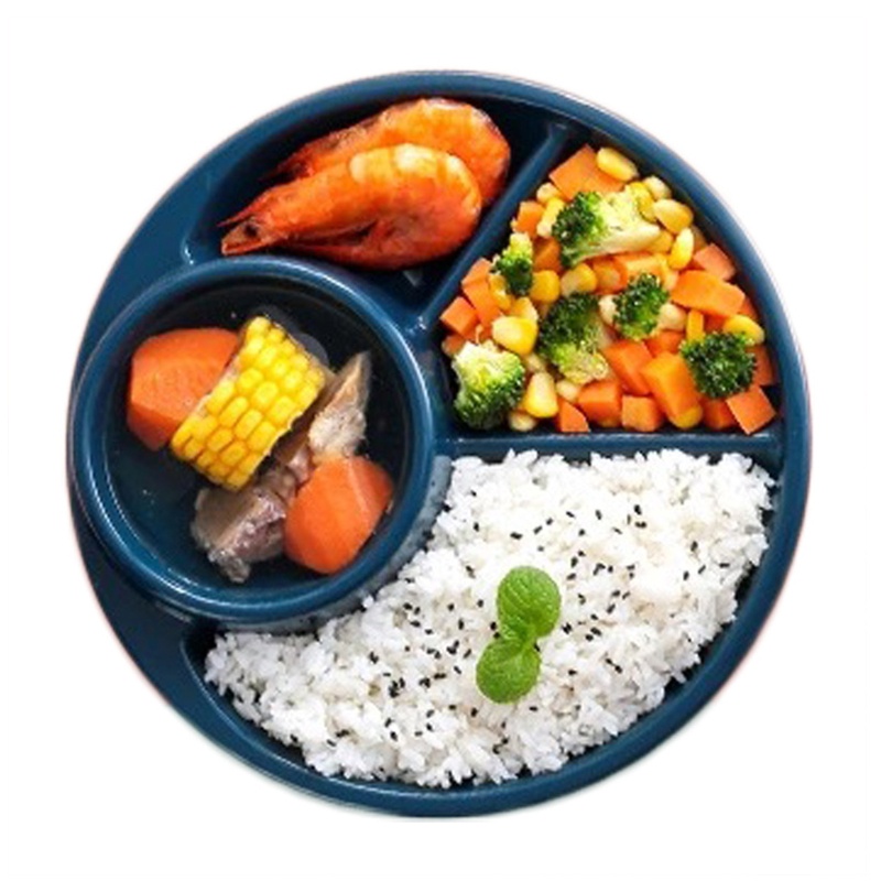 Bộ Dụng Cụ Ăn Gồm Tô Muỗng / Nĩa Bằng Nhựa Chia Ngăn Chống Nóng Dành Cho Bé