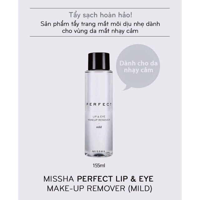 [BILL STORE] Tẩy trang mắt môi Missha Perfect Lip & Eye Makeup Remover Mild 155ml