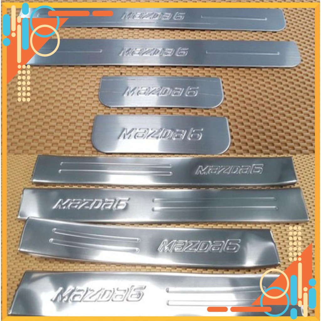 Ốp trang trí bậc cửa trong và ngoài xe mazda 6 mẫu inox
