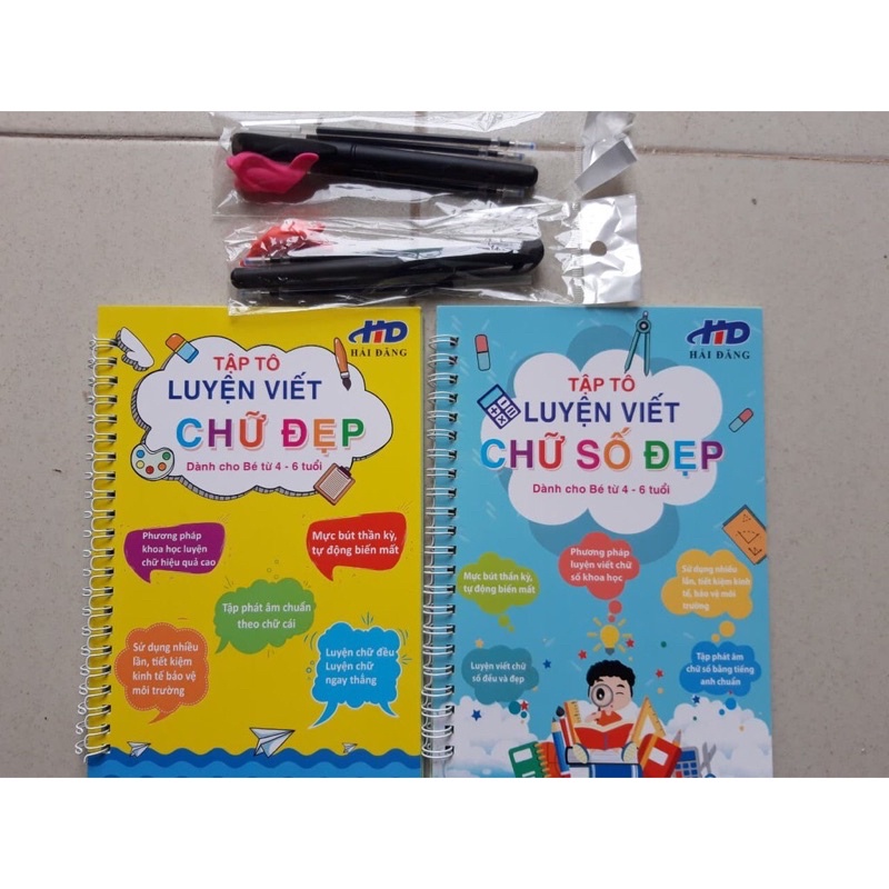 set 2 quyển tập luyện viết chữ và số tiếng việt tự xoá cho bé