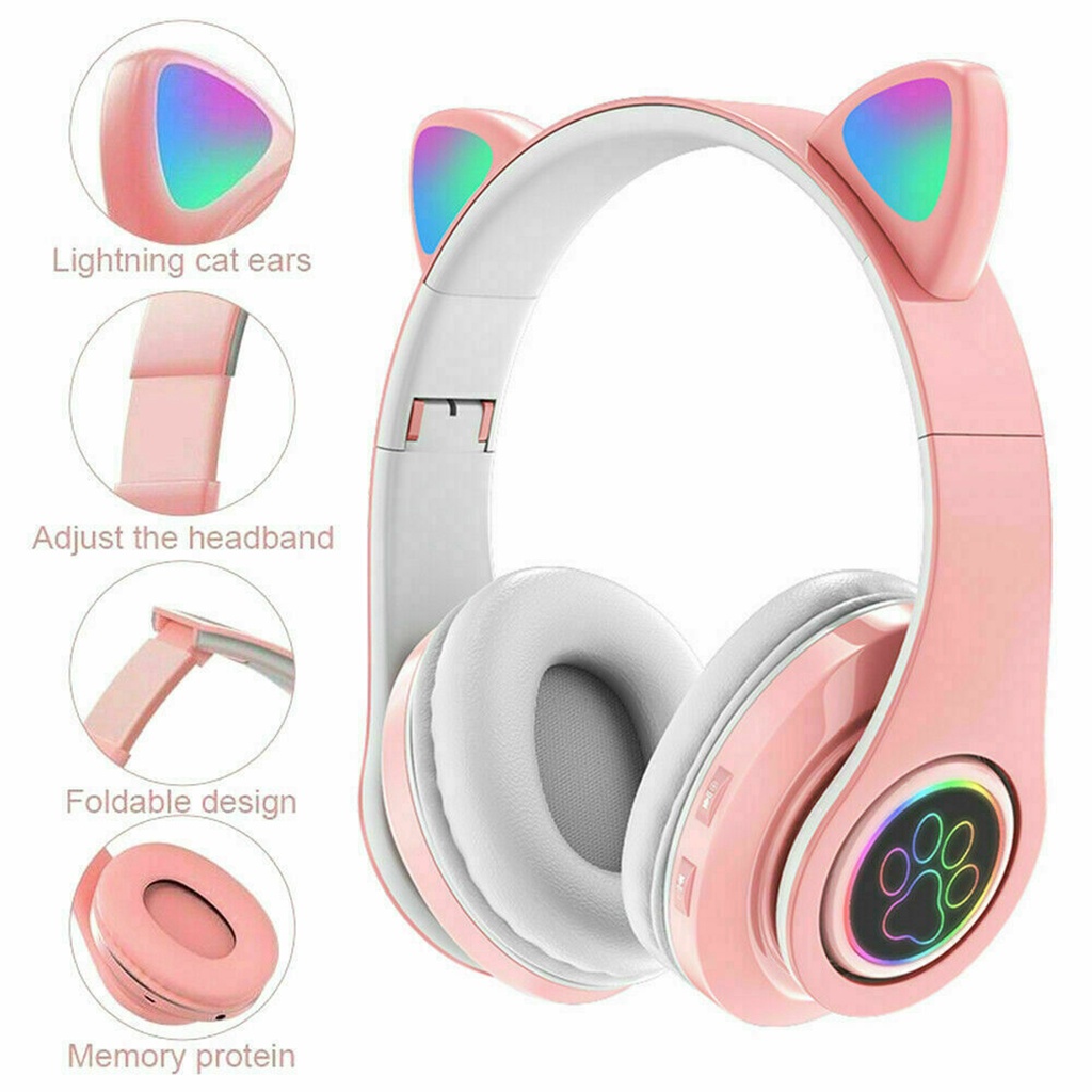 [Rẻ vô địch] Tai Nghe Mèo Bluetooth , Headphone Tai Mèo Dễ Thương Có Mic,Âm Bass Mạnh Mẽ Và Dung Lượng Pin Khủng casealpha