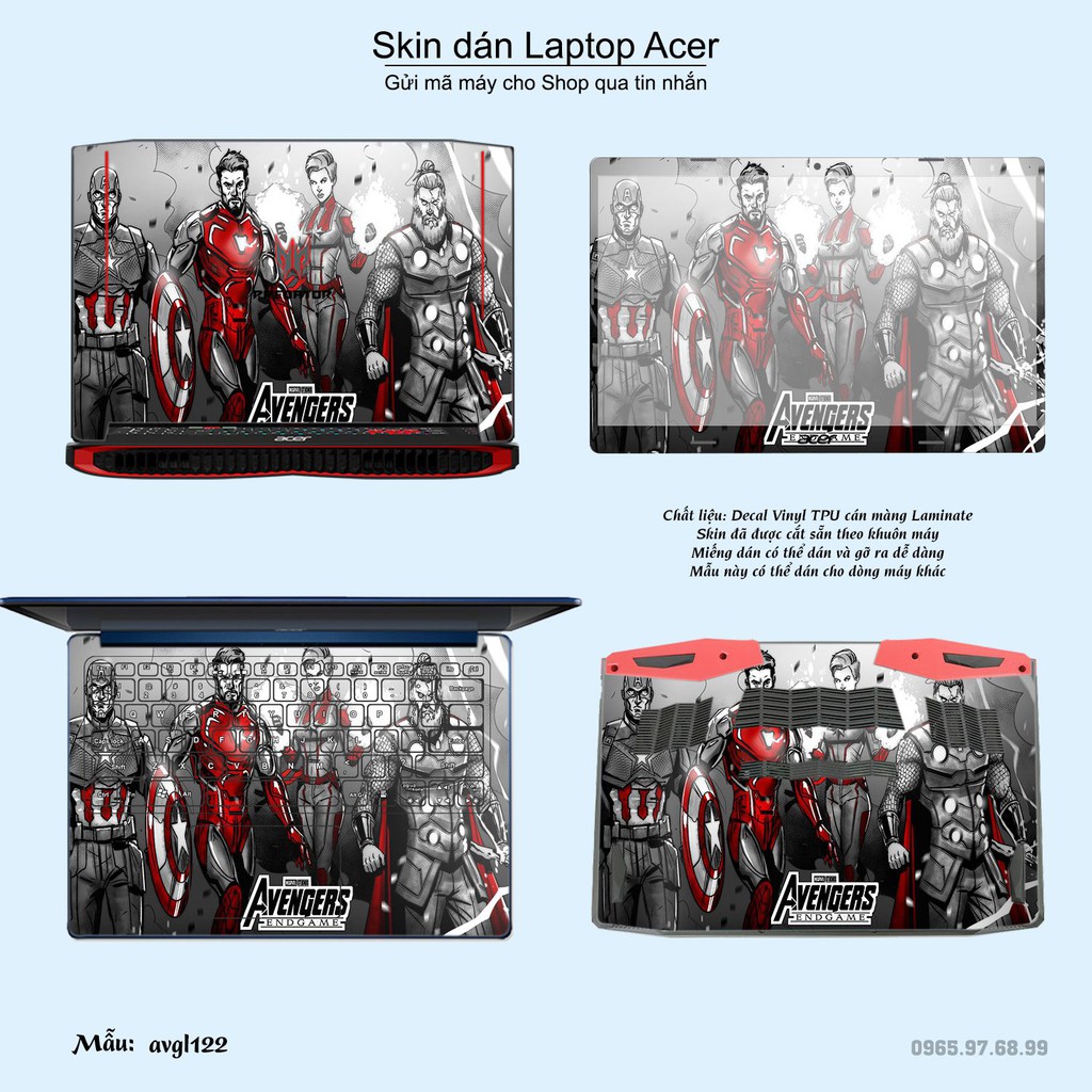 Skin dán Laptop Acer in hình Avenger _nhiều mẫu 3 (inbox mã máy cho Shop)