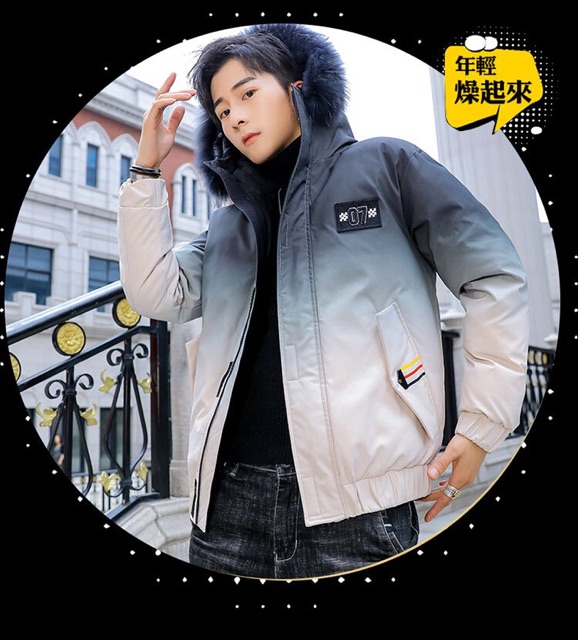 Áo phao nam hai màu mủ lông chuẩn cao cấp QC