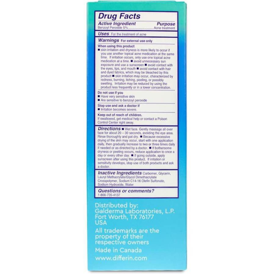 (NHẬP KHẨU CANADA) Sữa rửa mặt giảm mụn dành cho da nhạy cảm Differin Daily Deep Cleanser Benzoyl Peroxide  5%  118mL | BigBuy360 - bigbuy360.vn