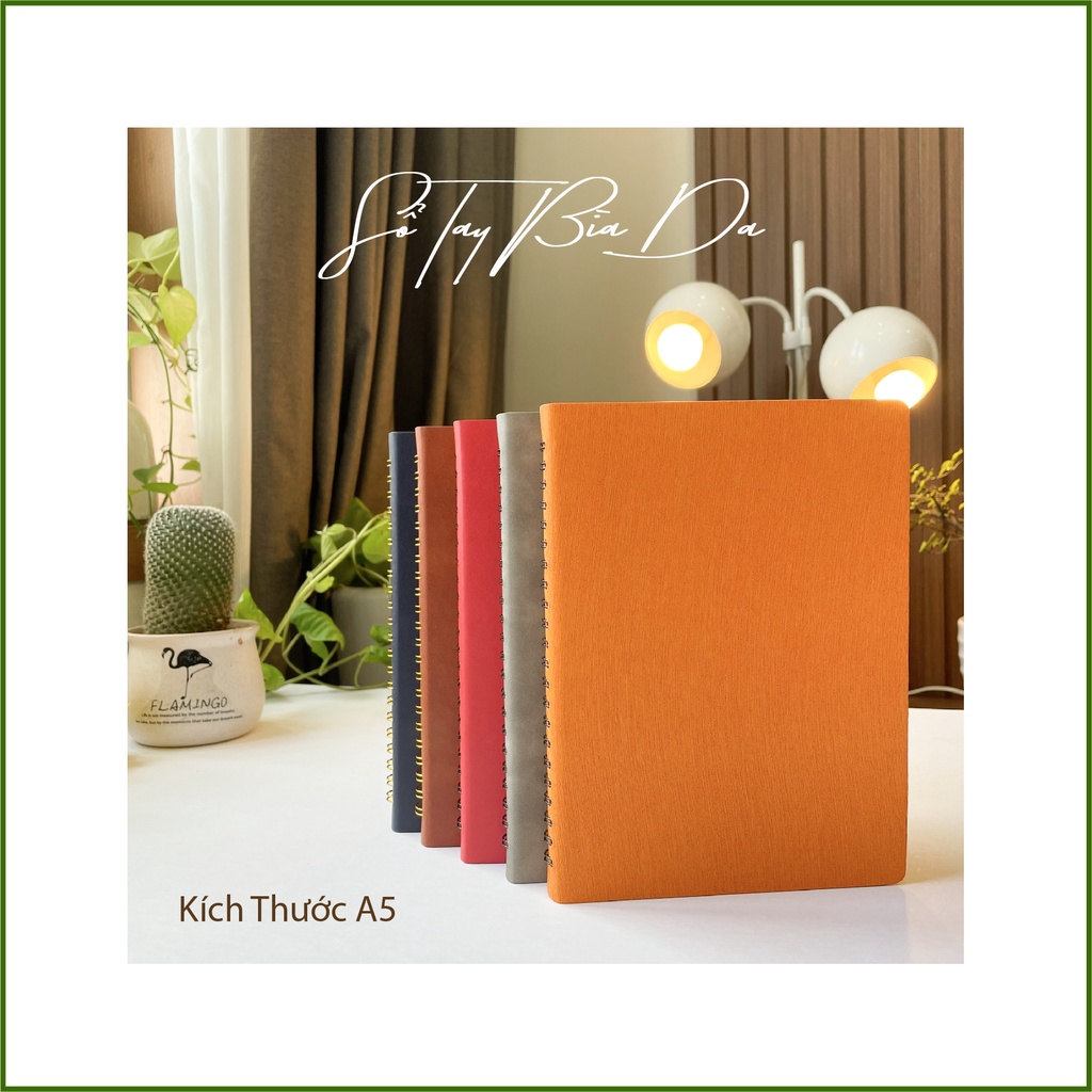 Sổ Tay - Kích Thước A5 - Bìa Da PU Cao Cấp - Màu Cam Trơn