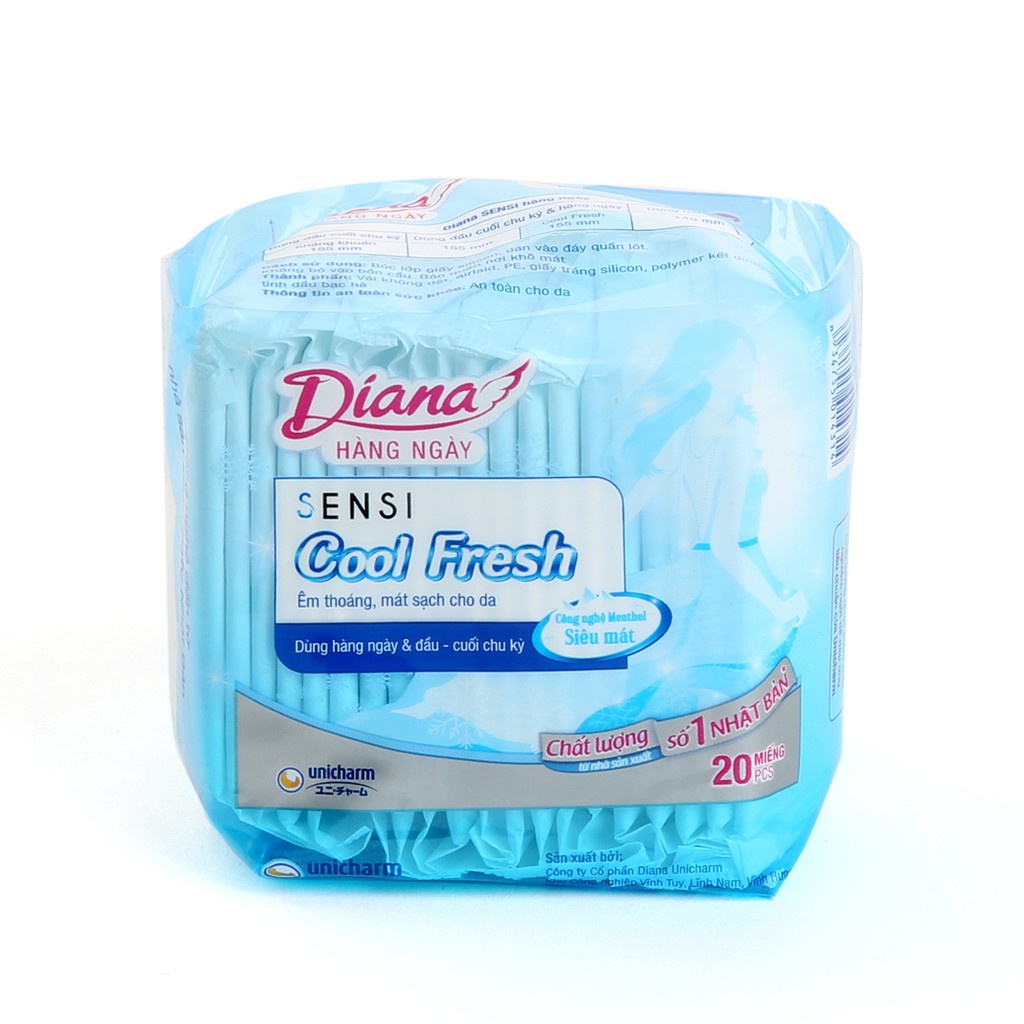 Băng vệ sinh hàng ngày DIANA Sensi Cool Fresh (20 Miếng - Xanh Dương)