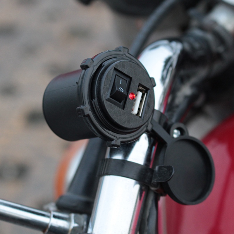 Ổ Cắm Sạc USB 5V 2.1A Chống Thấm Nước Gắn Tay Lái Xe Máy