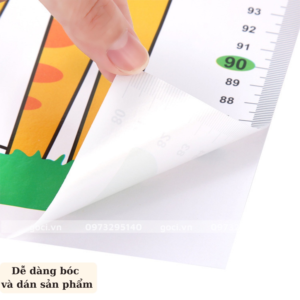 Decal dán tường đo chiều cao cho bé hình con hươu cao cổ chống thấm nước chống trầy xước siêu tiện lợi an toàn cho bé