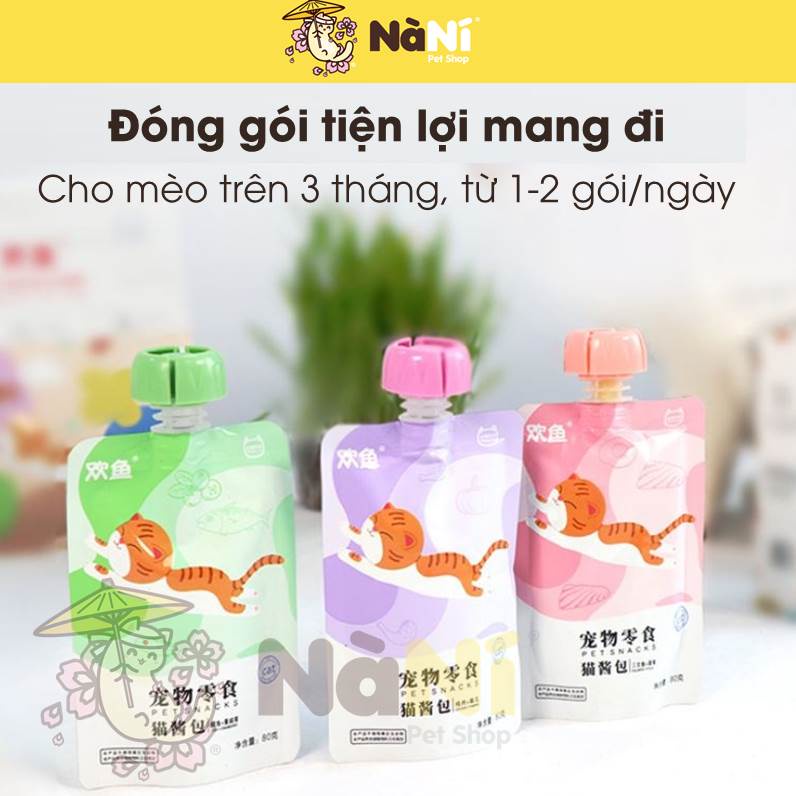 Súp thưởng dinh dưỡng cho mèo nắp vặn - Đồ ăn vặt cho mèo siêu ngon 3 vị mới lạ - Nà Ní Pet Shop