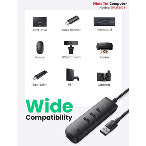 Hub chia USB 3.0 ra 4 cổng dài 0,5M/1M chính hãng Ugreen cao cấp   - Phân Phối Chính Hãng