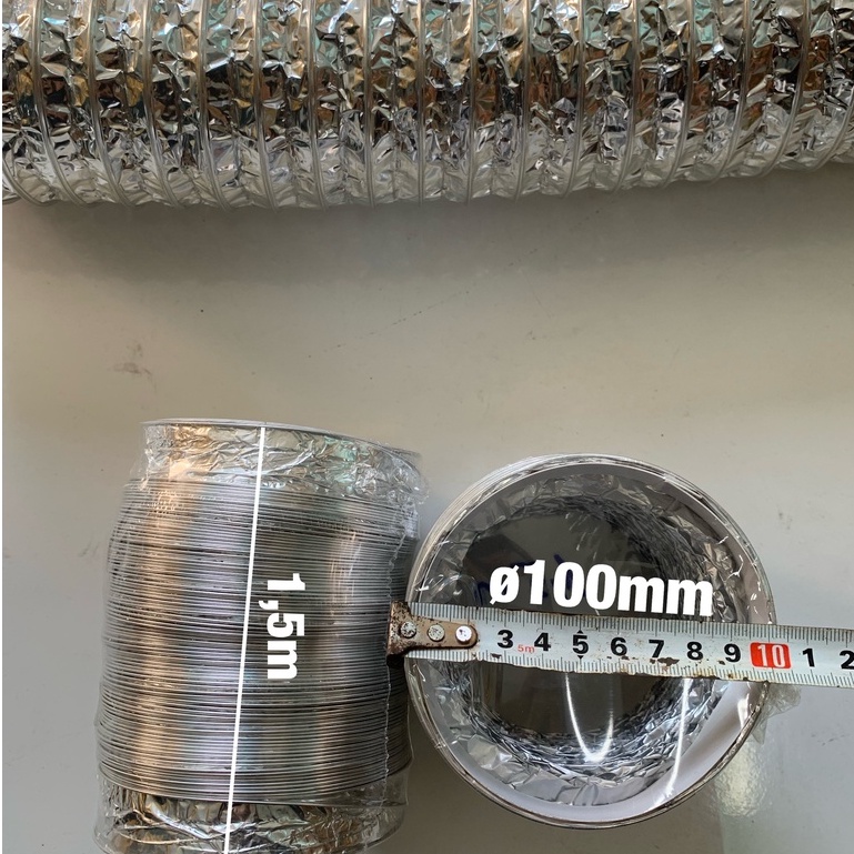Ống dẫn gió mềm , ống nhôm nhún, ống bạc hút mùi , ống sun bạc Ø100, Ø125, Ø150, Ø200, Ø250 mm loại dày