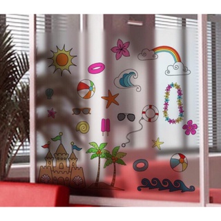 Decal dán kính cao cấp - icon màu biển (60 x 58)