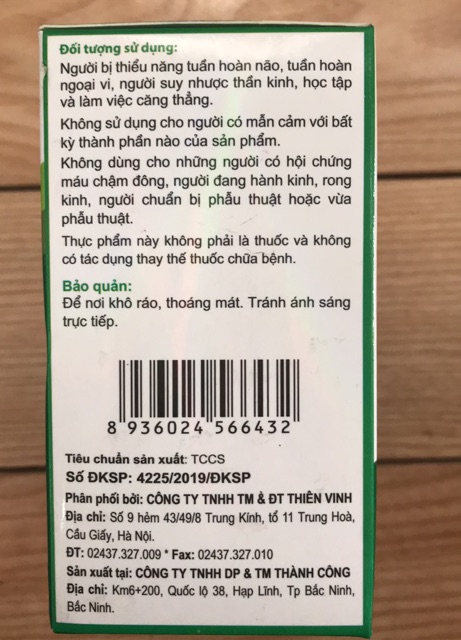Viên uống bổ não Ginkgoship IQ - giúp hoạt huyết, tăng cường lưu thông máu