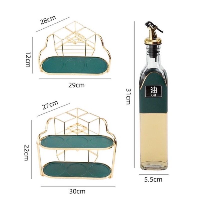 Bộ gia vị nhà bếp sứ sương viền vàng hình hươu - Hũ gia vị đẹp - Decor bếp