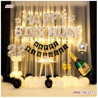 Set Bóng Happy Birthday Kèm Đèn Led Và Số Tuổi Mã SN24