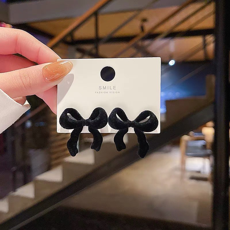 Bông tai khuyên tai hình cái nơ nhiều màu sắc phong cách Hàn Quốc dễ thương