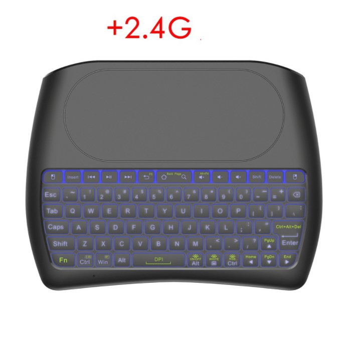Bàn phím Bluetooth mini kết hợp bàn di chuột đa phương tiện D8 có đèn nền 2.4G