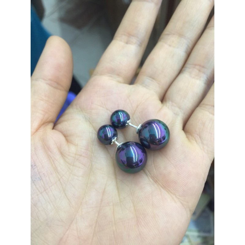 Khuyên tai quả to nhỏ hồ lô đính đá nhân tạo bạc chuẩn hàng sắc nét NGỌC MẬU đỏ đen