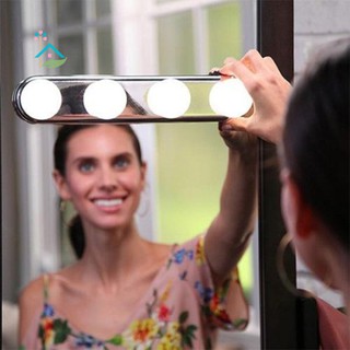 NU 4 Bulb LED Makeup Mirror Light Suction Cup Installation Dressing Table Vanity Light Wall Lamp .vn