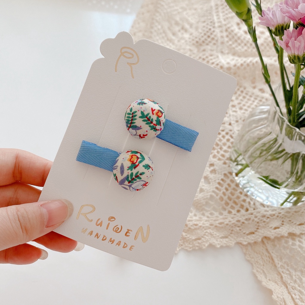 Kẹp Tóc Nhỏ Bằng Vải In Hoa Dễ Thương Thời Trang Mùa Hè Phong Cách Hàn Quốc Cho Bé Gái