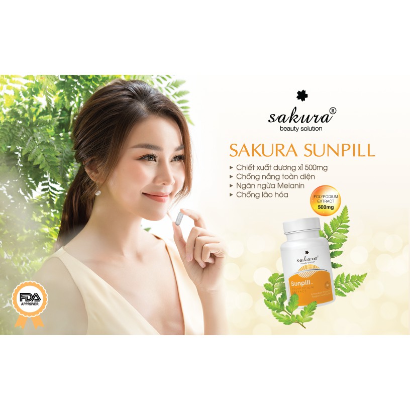Sakura Sunpill - Viên uống chống nắng sinh học toàn thân giúp bảo vệ da khỏi tác động của tia UV - 30 viên