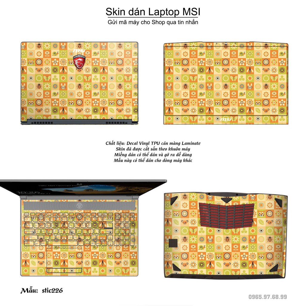 Skin dán Laptop MSI in hình Hoa văn sticker _nhiều mẫu 36 (inbox mã máy cho Shop)