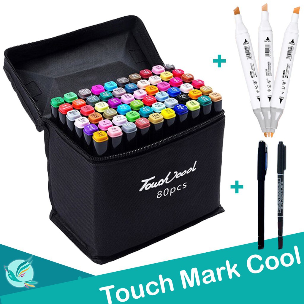 [Bb126] Bút vẽ, bút màu Marker TouchCool Túi Vải Bộ 30/60/80 màu, vẽ anime,chân dung,phong cảnh