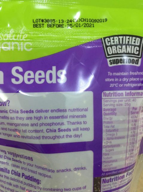 Hạt chia organic (Chia Seeds)