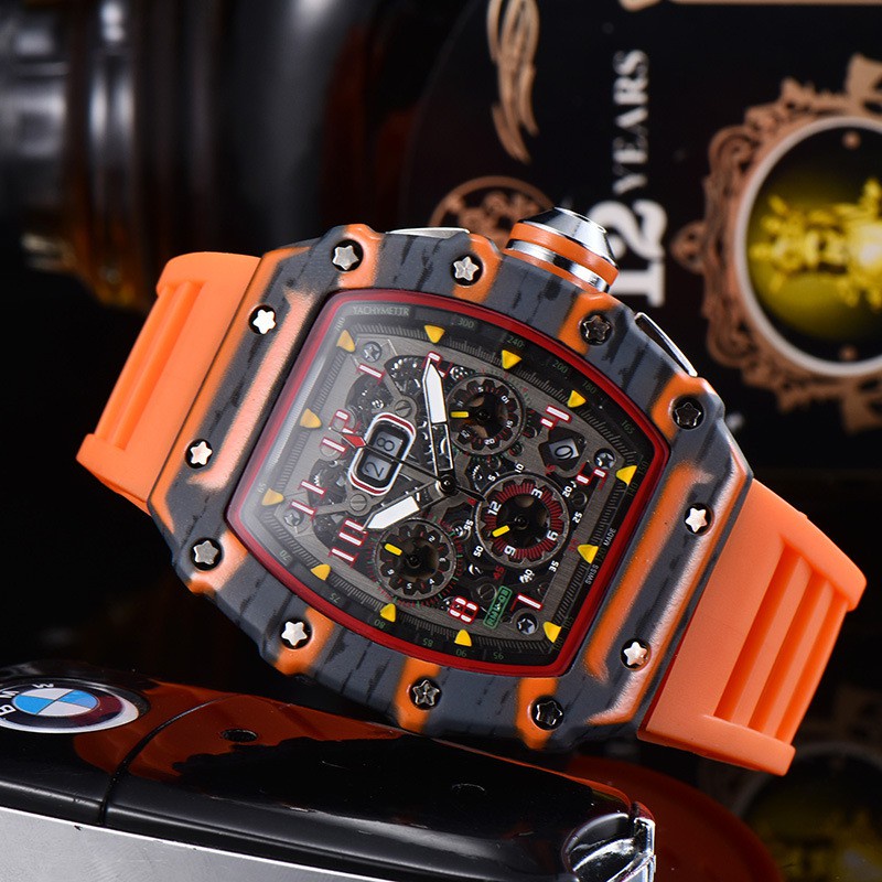 Đồng hồ Nam RM1103 Vỏ Sơn màu carbon Chronograph hoạt động Full Kim.