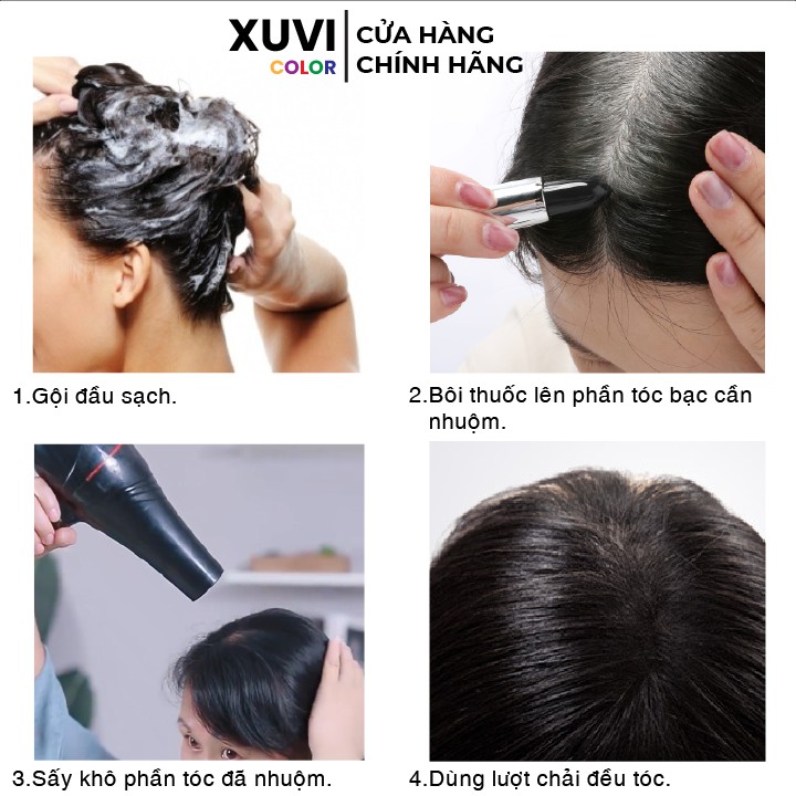 Son Nhuộm Phủ Che Tóc Bạc Thành Đen Tạm Thời VDW Đen l Nâu Đen Hair Stick Chính Hãng - XUVI SHOP