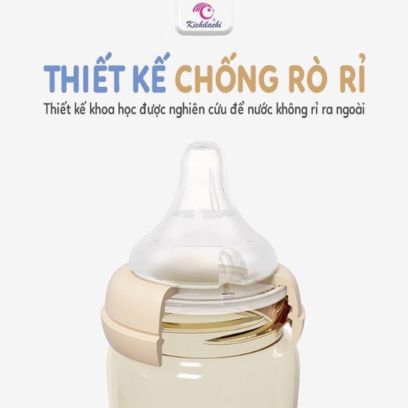 BÌNH SỮA PPSU CAO CẤP KICHI NÚM SIÊU MỀM CHO BÉ 170ml/270ml
